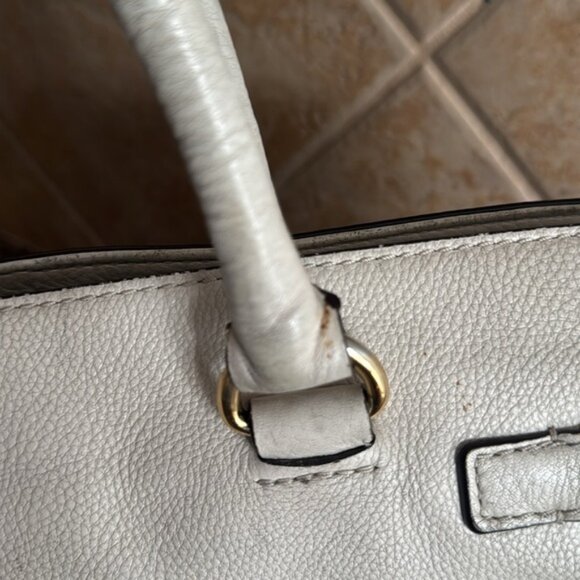 MICHAEL KORS HAMILTON Hobo Shoulder Satchel Purse Ivory Pebble Leather - Picture 9 of 11